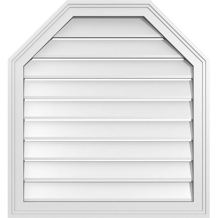 Ekena Millwork Octagonal Top Surface Mount PVC Gable Vent w/ 2"W x 1-1/2"P Brickmould Frame, 26"W x 28"H GVPOT26X2802SF